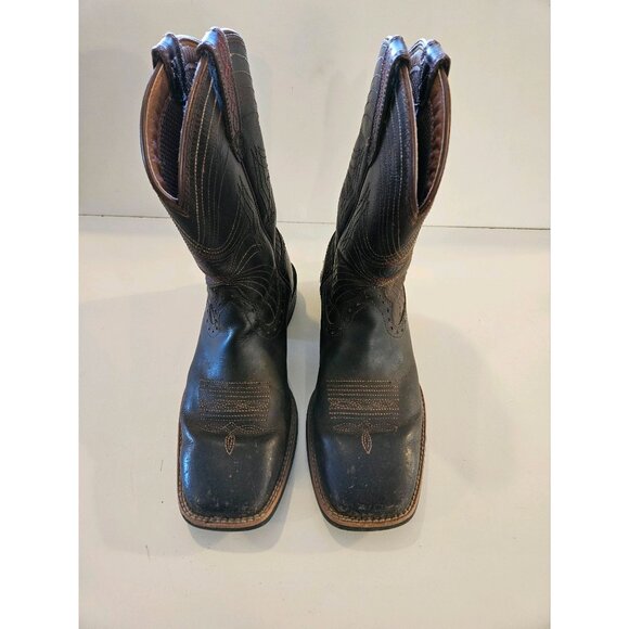 Ariat Brown Mens Leather Cowboy Boots Size 9.5D Western Square Toe Style 1001096 - Picture 11 of 13